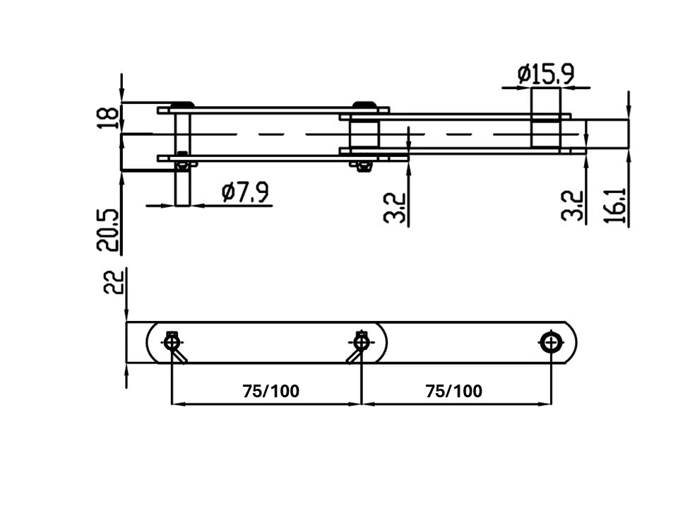 RF03系列大節距輸送鏈條（RF03075 / RF03100)