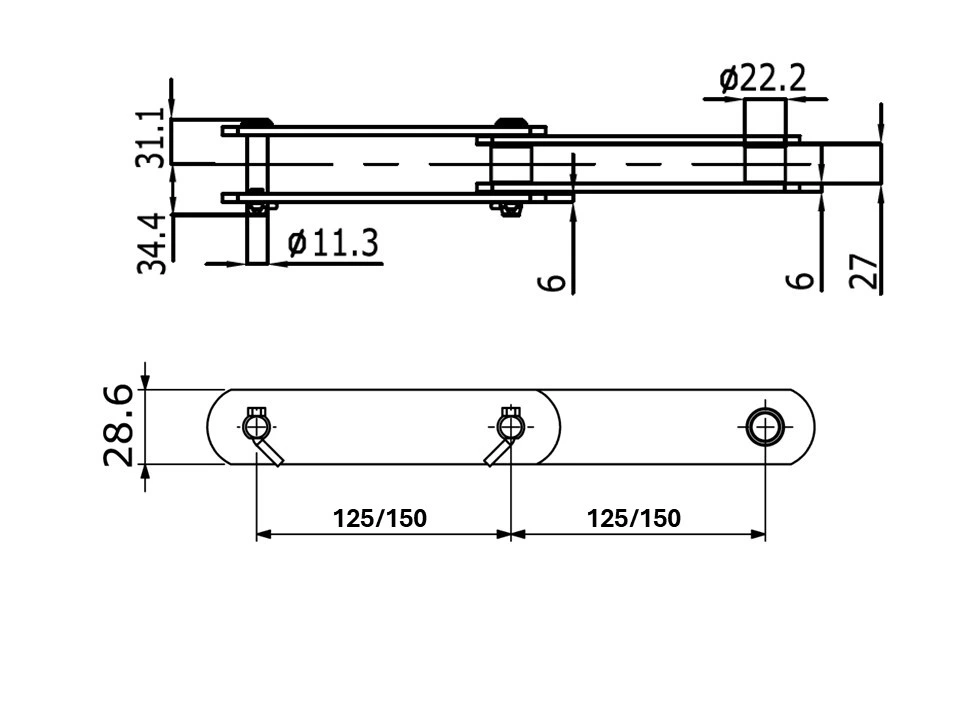 RF08系列大節距輸送鏈條（RF08125 / RF08150)