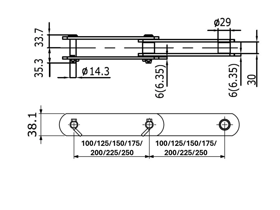 RF10系列大節距輸送鏈條（RF10100 / RF10125/RF10150等)